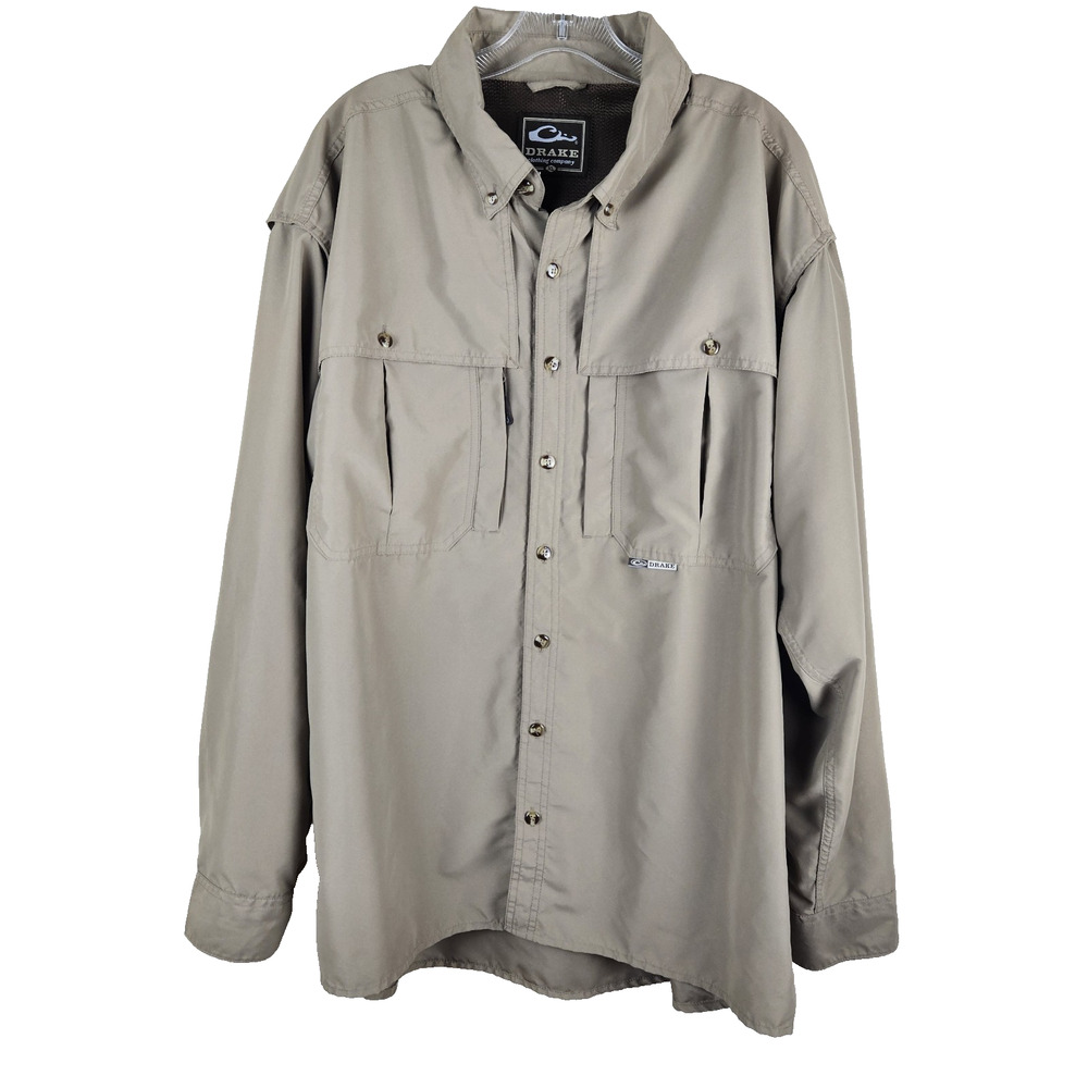 DRAKE Flyweight Wingshooter's Shirt Brown Long Sleeve Waterfowl Fishing Hunting